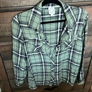 Green Plaid Lightweight Button-Down, Size L